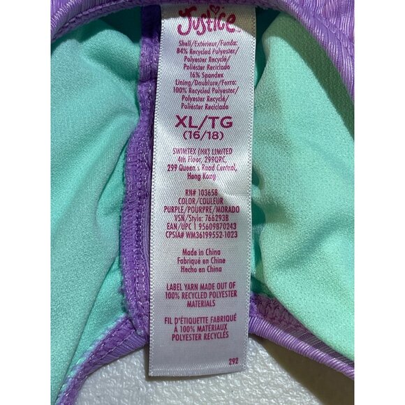 Justice Girls Size XL 16/18 cutout color block One-Piece Swimsuit Ribbed - Picture 11 of 11